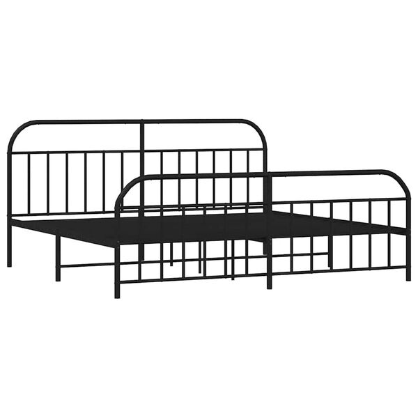 vidaXL Estructura cama sin colch&oacute;n con estribo metal negro 200x200 cm