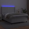 vidaXL Cama box spring colch&oacute;n y LED cuero sint&eacute;tico blanco 140x200 cm
