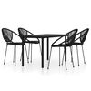 vidaXL Juego de comedor para jard&iacute;n 5 piezas negro