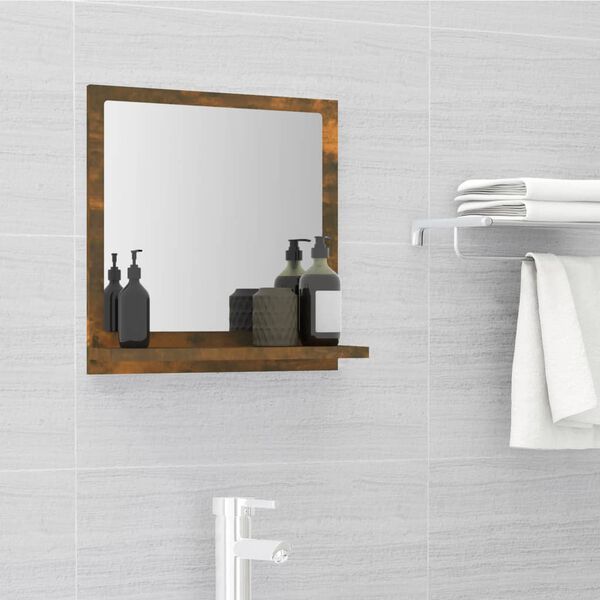 vidaXL Espejo de baño madera contrachapada roble ahumado 40x10,5x37 cm