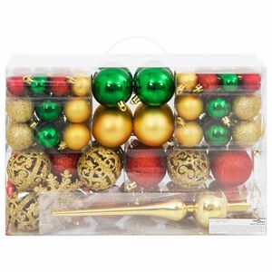 vidaXL Juego de bolas Navidad 112 pzas poliestireno rojo/verde/dorado