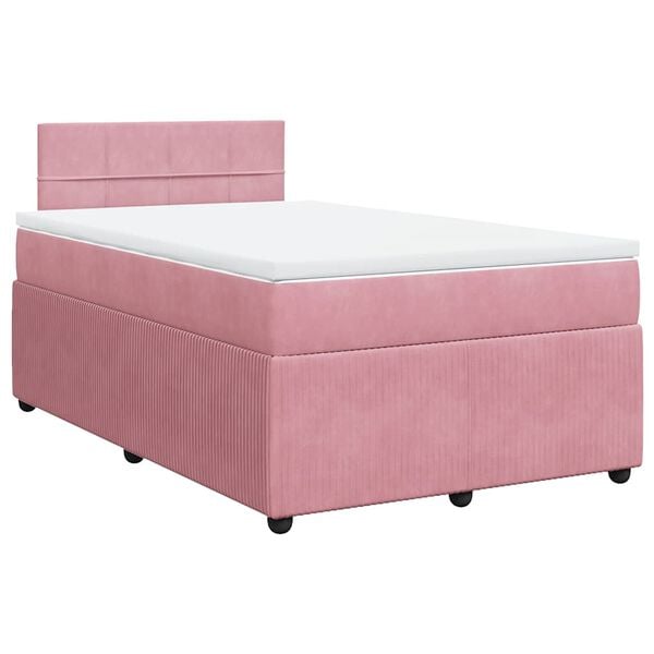 vidaXL Cama box spring con colch&oacute;n terciopelo rosa 120x200 cm