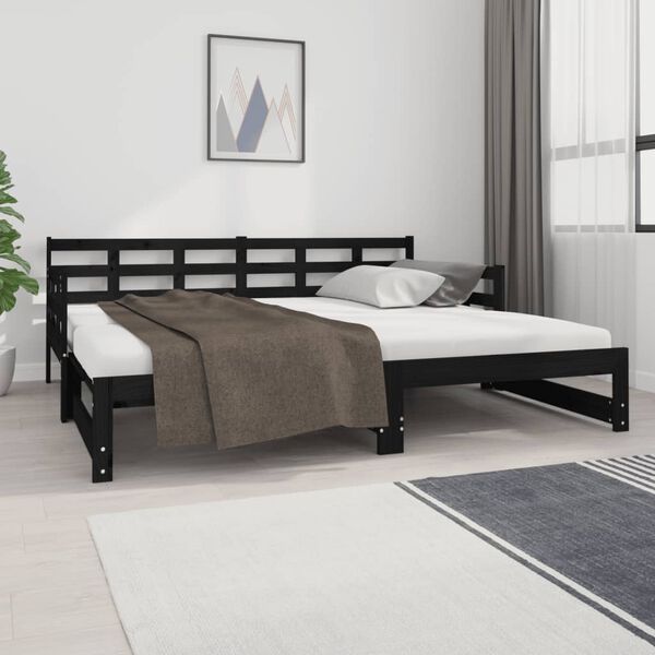 vidaXL Sof&aacute; cama extra&iacute;ble sin colch&oacute;n negro 2x(90x190) cm