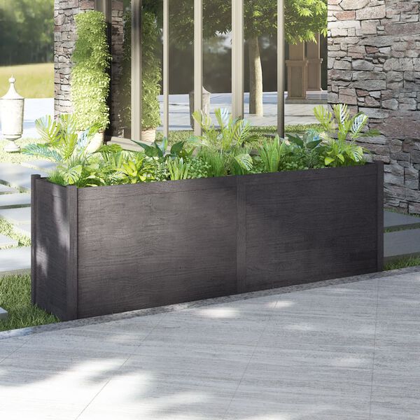 vidaXL Jardinera de madera maciza de pino gris 200x50x70 cm