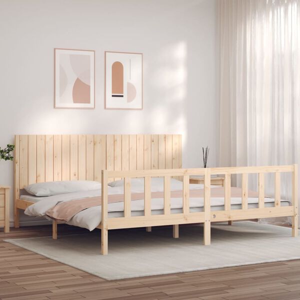 vidaXL Estructura de cama sin colch&oacute;n madera maciza de pino 200x200 cm