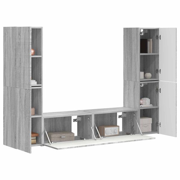 vidaXL Conjunto de mueble de TV 6 pcs Gris Sonoma Madera de ingenier&iacute;a