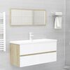 vidaXL Set de muebles de ba&ntilde;o madera ingenier&iacute;a blanco y roble Sonoma