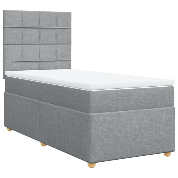 vidaXL Cama box spring con colch&oacute;n tela gris claro 100x200 cm
