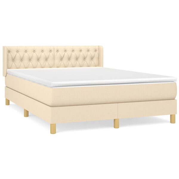 vidaXL Cama box spring con colch&oacute;n tela color crema 140x190 cm