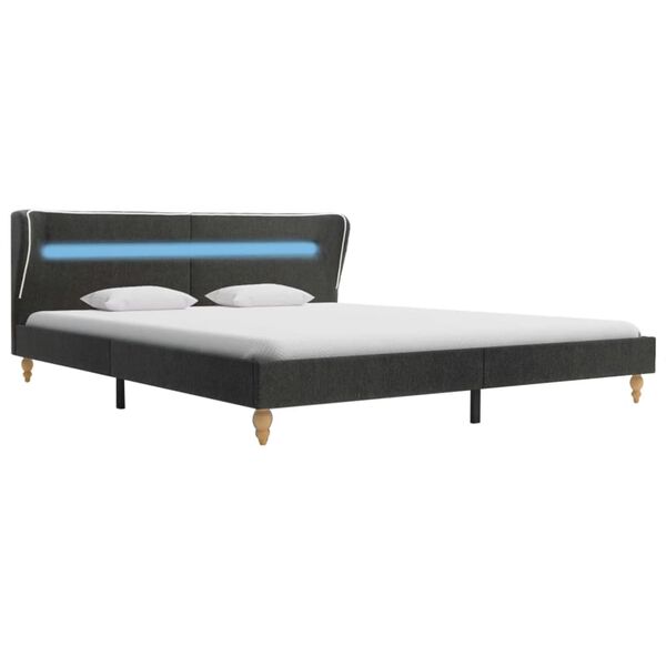 vidaXL Estructura de cama con LED de arpillera gris oscuro 180x200 cm