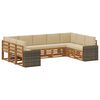 vidaXL Conjunto de sof&aacute;s de exterior 9 uds. Natural y Beige Poli&eacute;ster