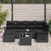 vidaXL Conjunto de sofá de jardín 7 pcs Negro ratán sintético