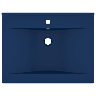 vidaXL Lavabo de lujo con grifo cerámica azul oscuro 60x46 cm
