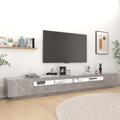 vidaXL Mueble para TV con luces LED gris hormigón 300x35x40 cm