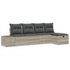 vidaXL Conjunto de sof&aacute;s de jard&iacute;n 5 uds. Gris Claro rat&aacute;n sint&eacute;tico