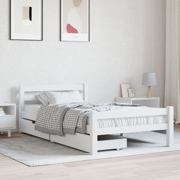 vidaXL Estructura de cama sin colch&oacute;n madera de pino blanco 100x200 cm