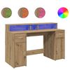vidaXL Escritorio con LED madera ingenier&iacute;a roble artisian 140x55x91cm