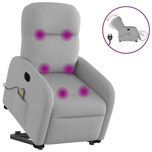 vidaXL Sillón de masaje eléctrico reclinable elevable tela gris nube