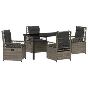 vidaXL Conjunto de Comedor de Jard&iacute;n 5 pcs Gris rat&aacute;n sint&eacute;tico