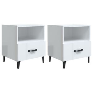 vidaXL Mesitas de noche 2 uds madera contrachapada blanco brillante