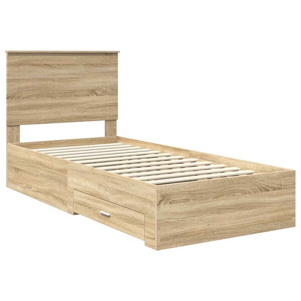 vidaXL Estructura de cama con cabecera Roble Sonoma 90 x 190 cm