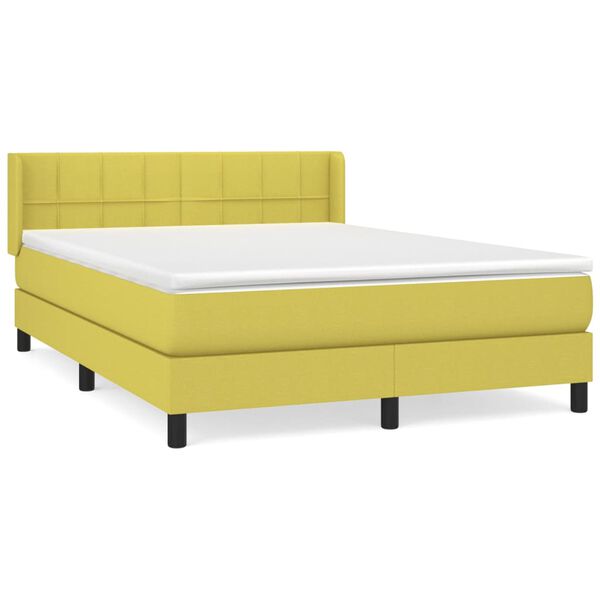 vidaXL Cama box spring con colch&oacute;n tela verde 140x200 cm