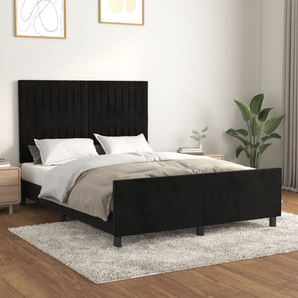 vidaXL Estructura de cama sin colch&oacute;n terciopelo negro 140x190 cm
