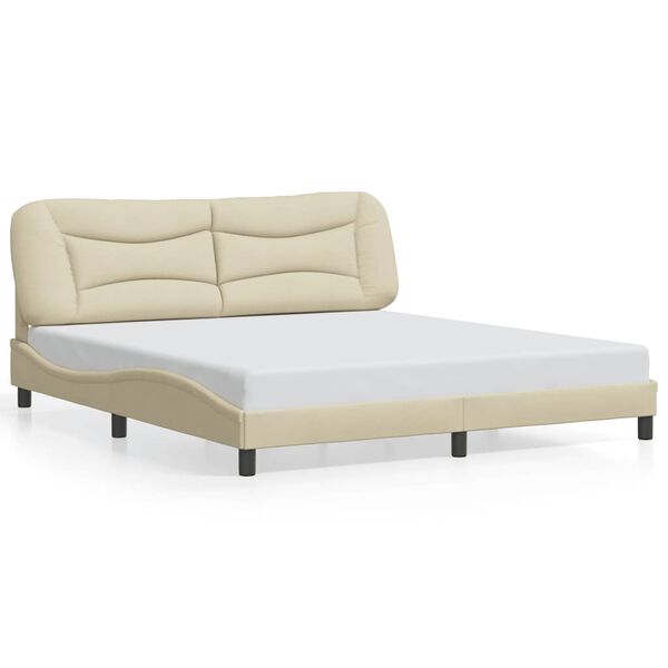 vidaXL Estructura de cama sin colch&oacute;n Hvar tela color crema 180x200 cm