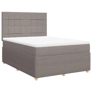 vidaXL Cama box spring con colch&oacute;n tela gris taupe 140x200 cm