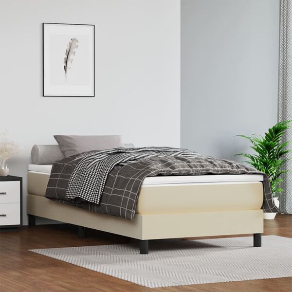 vidaXL Cama box spring con colch&oacute;n cuero sint&eacute;tico crema 80x200 cm