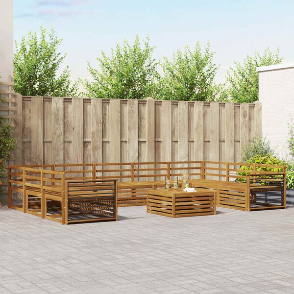 vidaXL Juegos de sof&aacute;s 10 pcs Natural Madera de Acacia S&oacute;lida