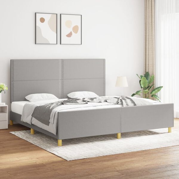 vidaXL Cama sin colch&oacute;n tela gris claro 200x200 cm