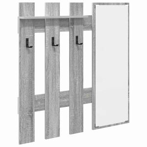 vidaXL Perchero de pared con espejo Gris Sonoma 100 x 10 x 100 cm
