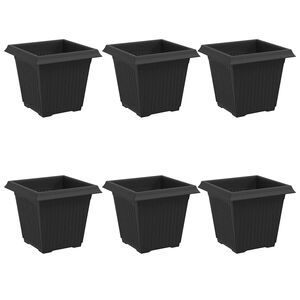 vidaXL Maceta cuadrada para flores 6 pcs Negro 16 x 16 x 14 cm