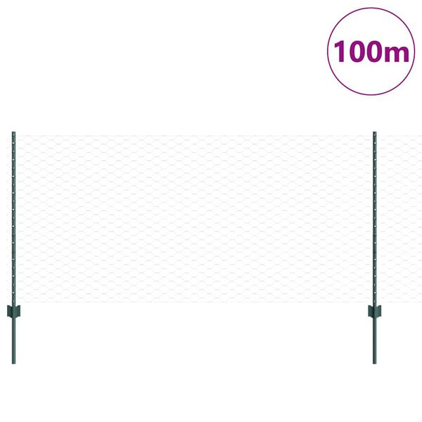 vidaXL Valla con Poste Verde 1 x 100 m Acero y PVC