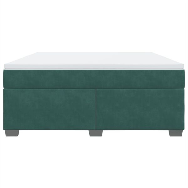 vidaXL Cama box spring con colchón terciopelo verde oscuro 180x200 cm