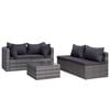 vidaXL Set de muebles de jard&iacute;n y cojines 5 pzas. rat&aacute;n sint&eacute;tico gris