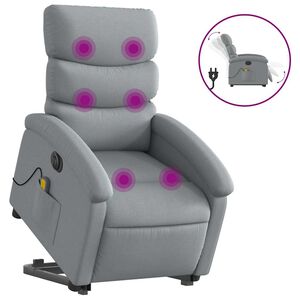 vidaXL Sill&oacute;n de masaje el&eacute;ctrico reclinable elevable tela gris claro