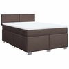 vidaXL Cama box spring con colch&oacute;n tela marr&oacute;n oscuro 140x190 cm