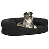 vidaXL Colch&oacute;n de cama de perro ergon&oacute;mico aspecto lino negro 90x64 cm