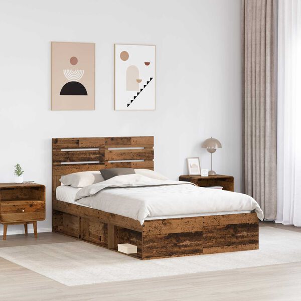 vidaXL Estructura de cama con cabecera Madera vieja 120 x 200 cm