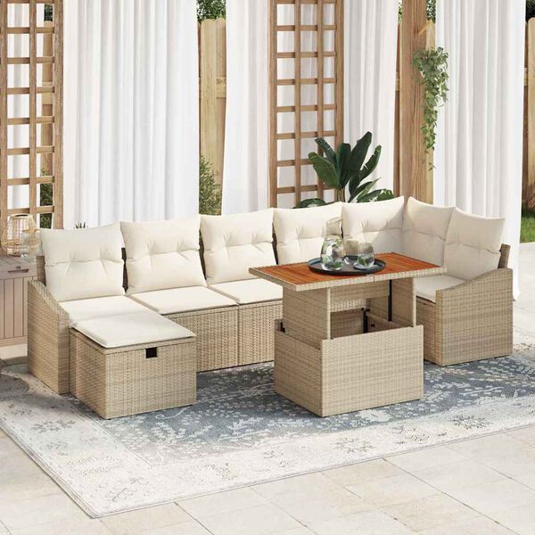 vidaXL Conjunto de sofá de jardín 8 pcs Beige ratán sintético