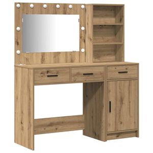 vidaXL Mesa Tocador con caj&oacute;n 2 pcs Marr&oacute;n Madera de ingenier&iacute;a