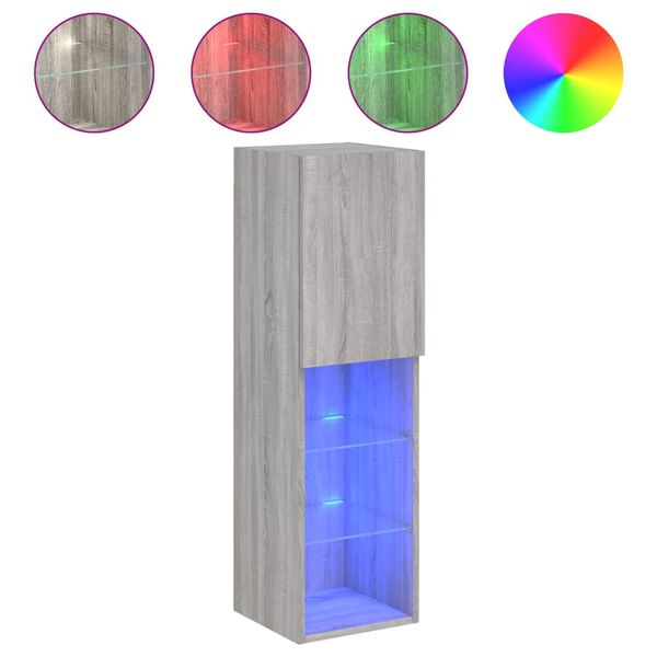 vidaXL Mueble para TV con luces LED gris Sonoma 30,5x30x102 cm