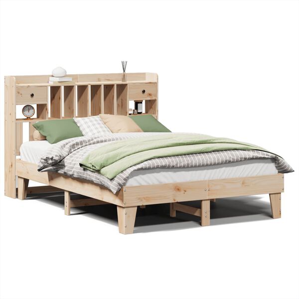vidaXL Estructura de cama sin colch&oacute;n madera maciza de pino 140x190 cm
