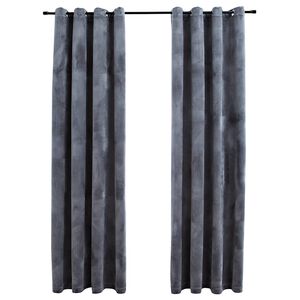 vidaXL Cortinas opacas anillas 2 uds terciopelo antracita 140x175 cm
