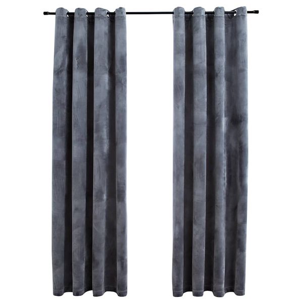 vidaXL Cortinas opacas anillas 2 uds terciopelo antracita 140x175 cm
