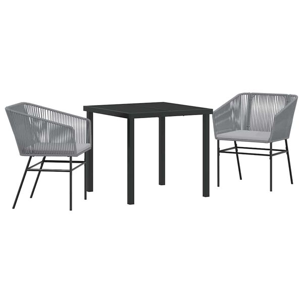 vidaXL Conjunto de Comedor de Jard&iacute;n con coj&iacute;n 3 pcs Gris