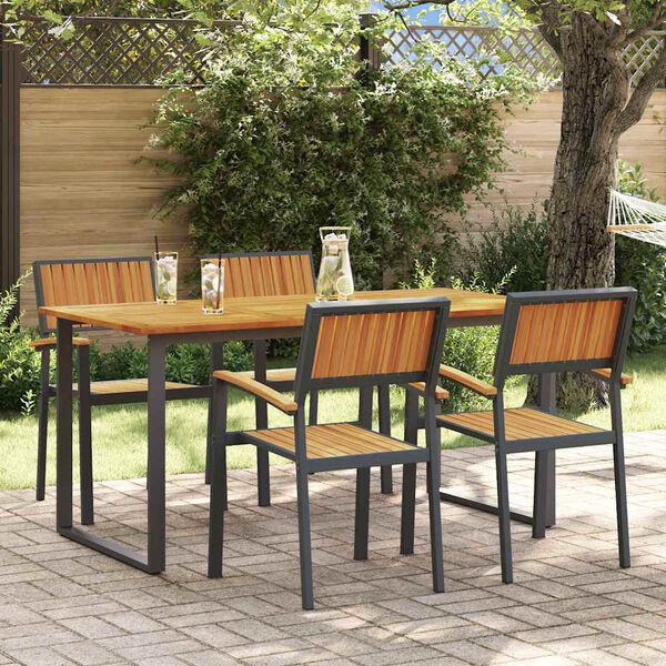 vidaXL Conjunto de Comedor de Jard&iacute;n 5 pcs Negro