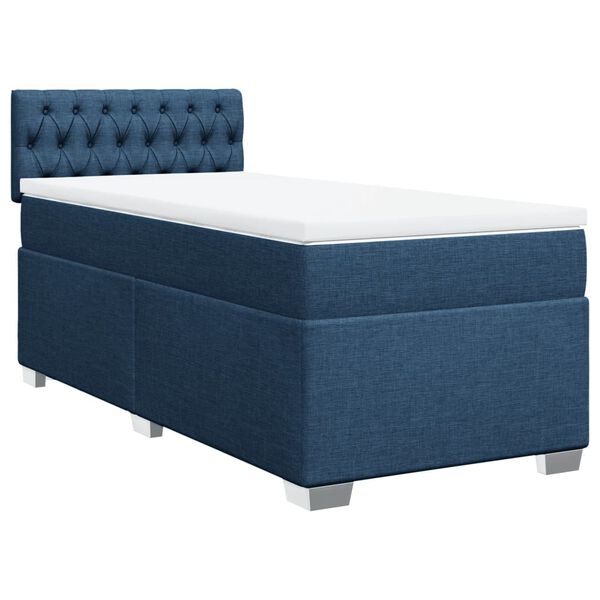 vidaXL Cama box spring con colch&oacute;n tela azul 100x200 cm